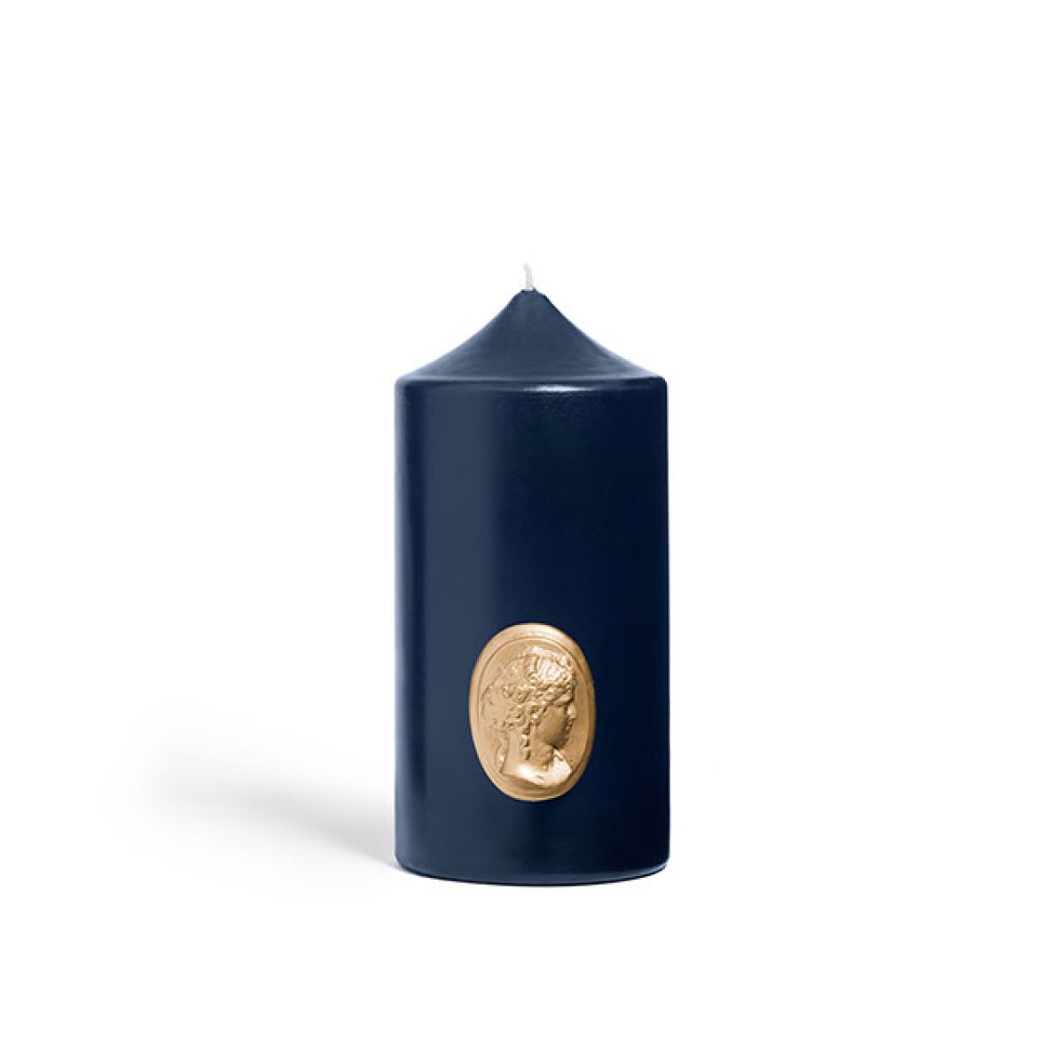 Navy blue pillar candle